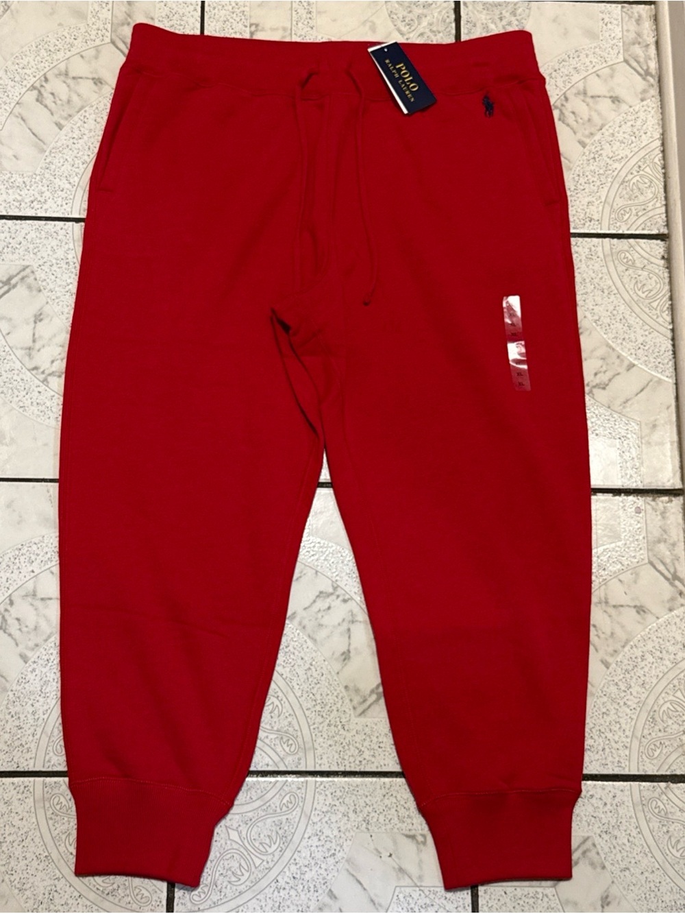 New Polo Ralph Lauren RL Fleece Jogger Sweatpants Red Navy Men’s Size XL